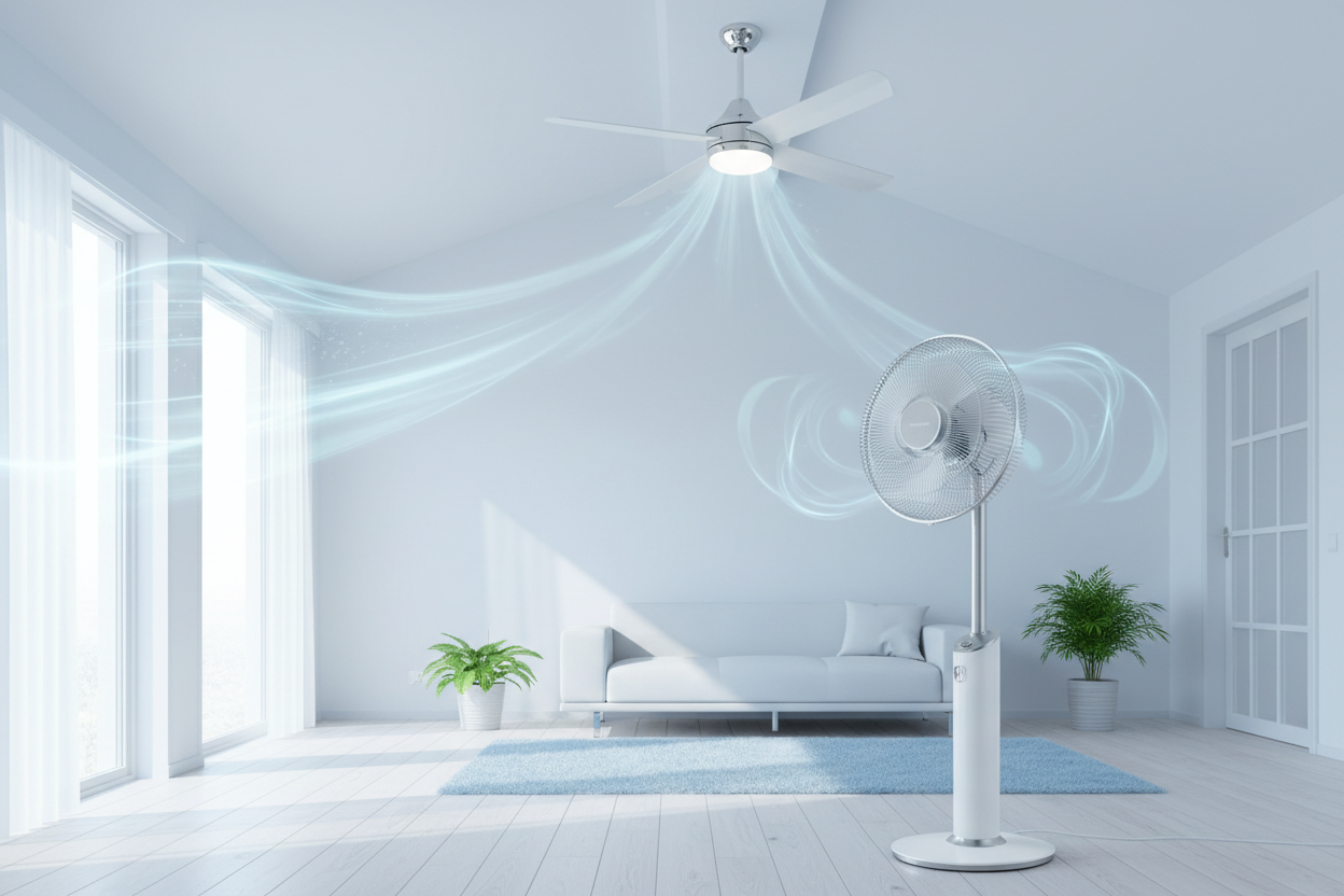 Stay cool with standing and ceiling fans